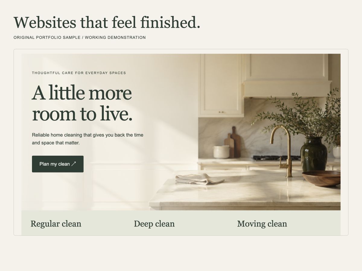 A little more room to live. — actual portfolio demonstration