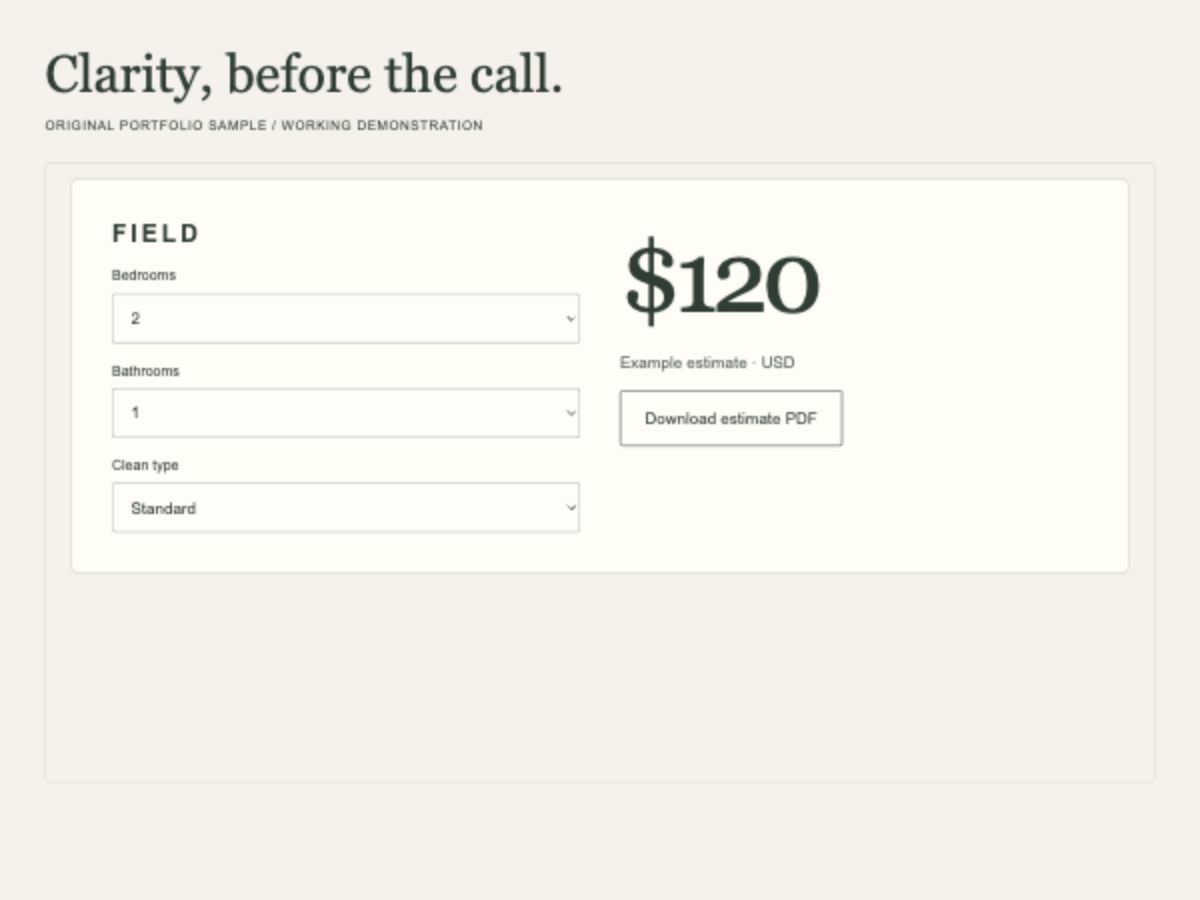 Clarity, before the call. — actual portfolio demonstration