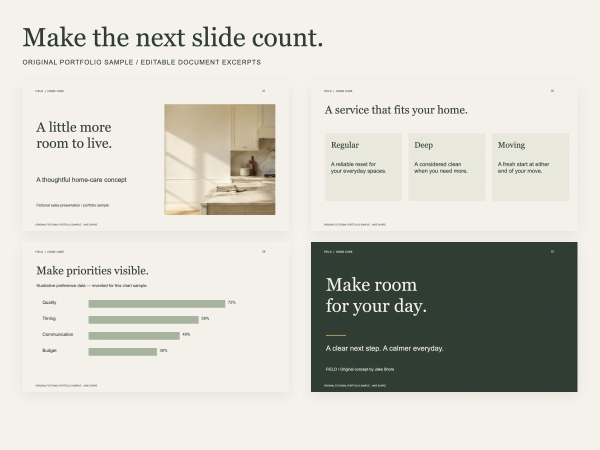 Make the next slide count. — actual portfolio demonstration